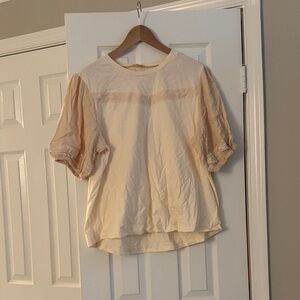 Roolee Cream Blouse with Lace Sleeves